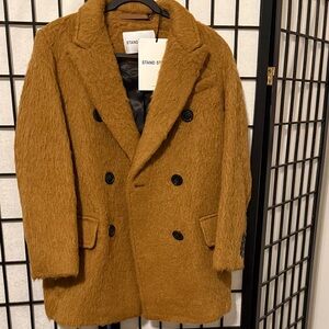 Stand Studio Women's Brown Double-Breasted Pea Coat